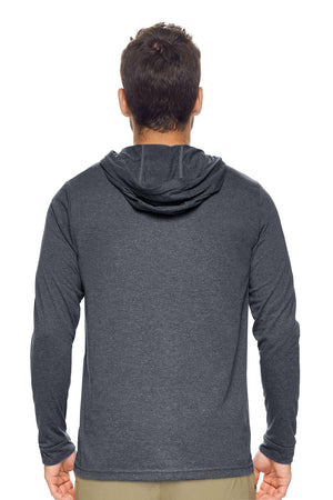 Expert Brand Wholesale Men's Hoodie Performance Active Shirt in Dark Heather Charcoal Gray image 3#dark-heather-charcoal