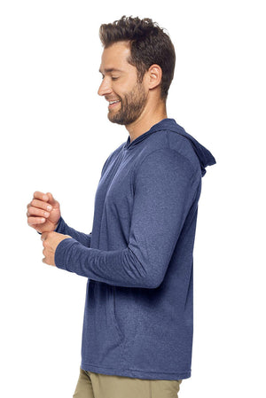 Expert Brand Wholesale Men's Hoodie Performance Active Shirt in Dark Heather Navy Image 2#dark-heather-navy