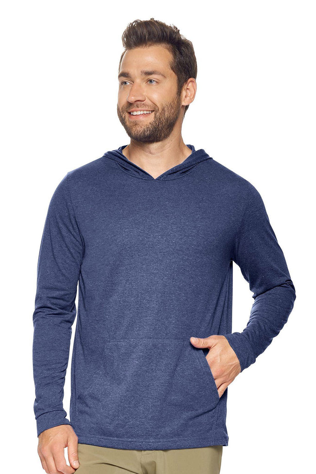 Expert Brand Wholesale Men's Hoodie Performance Active Shirt in Dark Heather Navy#dark-heather-navy