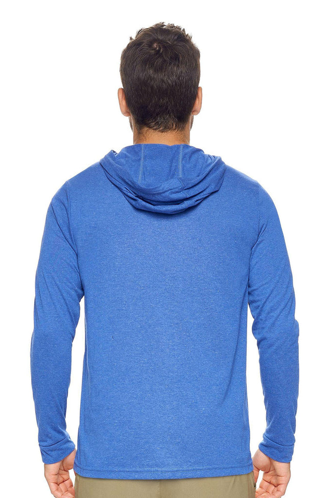 Expert Brand Wholesale Men's Hoodie Performance Active Shirt in Dark Heather Royal Blue image 3#dark-heather-royal