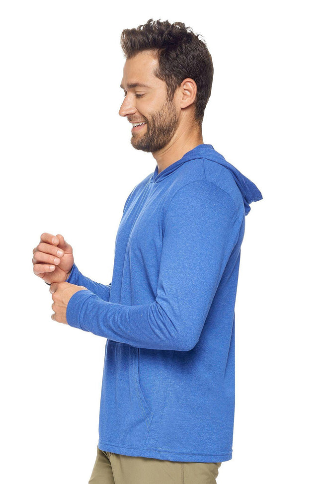 Expert Brand Wholesale Men's Hoodie Performance Active Shirt in Dark Heather Royal Blue image 2#dark-heather-royal