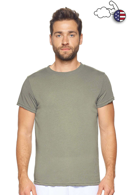 Expert Brand Wholesale Men's In the Field Outdoor Performance Tee Made in USA PT808 Army Gray#army-gray