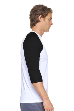 Expert Brand Wholesale Men's Long Sleeve Raglan Colorblock Fitness Shirt Made in USA white black 2#white-black