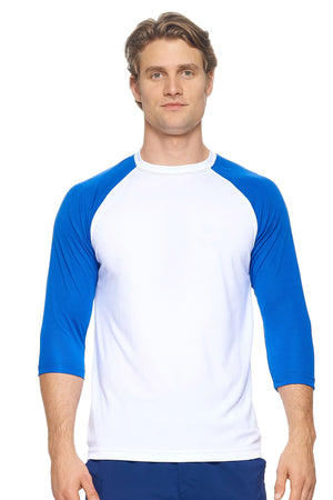 Expert Brand Wholesale Men's Long Sleeve Raglan Colorblock Fitness Shirt Made in USA white royal#white-royal