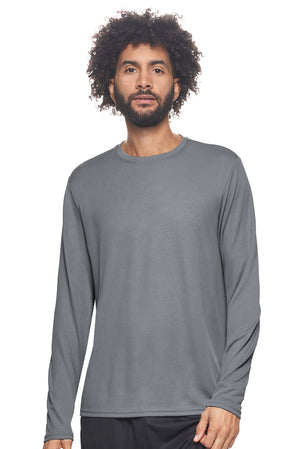 Expert Brand Wholesale Sportswear Activewear Imported Oxymesh™ Long Sleeve Tec Tee AJ901 steel#steel