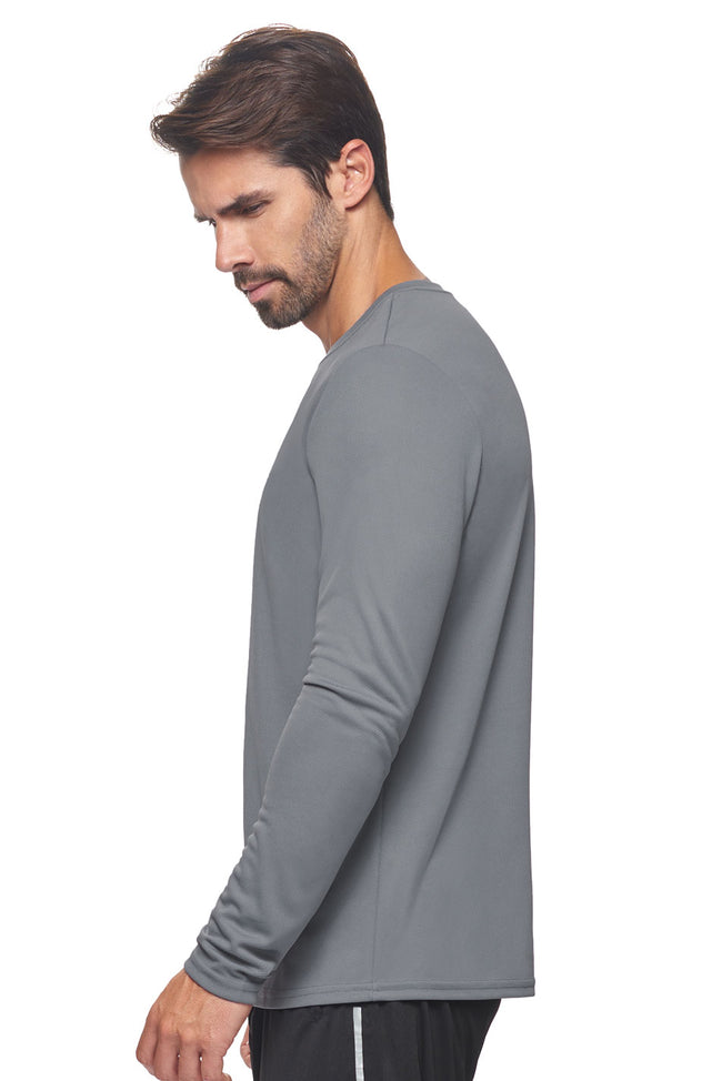 Expert Brand Wholesale Blank Made in USA Men's Long Sleeve Performance Fitness Running Tee Oxymesh™ Tec in steel image 2#steel