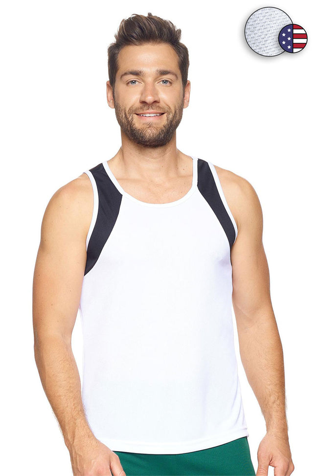 Expert Brand Wholesale Men's Oxymesh Performance Tank Made in USA white#white