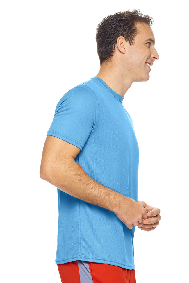 Expert Brand Wholesale Men's Oxymesh Tec Tee Performance Fitness Running Shirt in Carolina Blue Image 2#carolina-blue