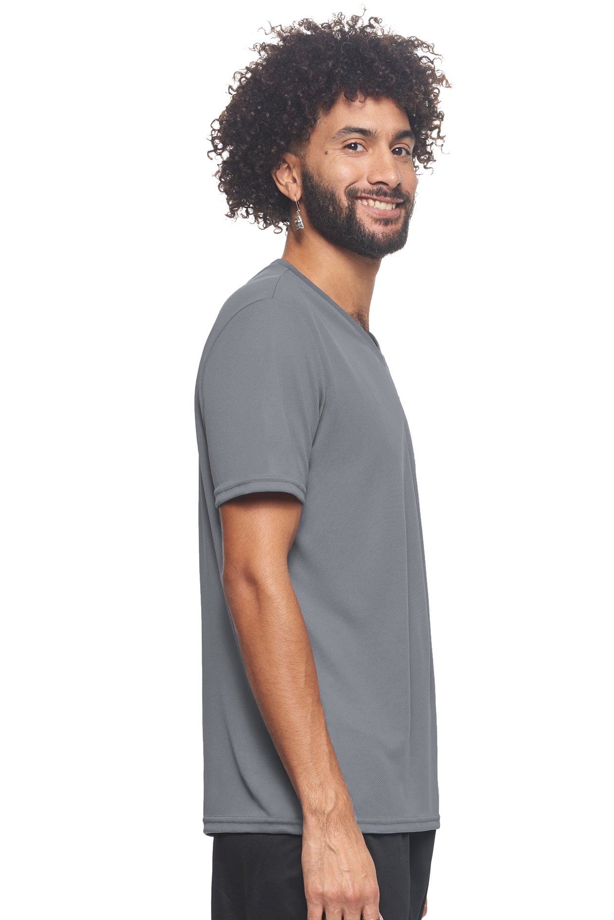 AJ802🇺🇸 Oxymesh™ V-Neck Tec Tee - Expert Brand #steel-gray