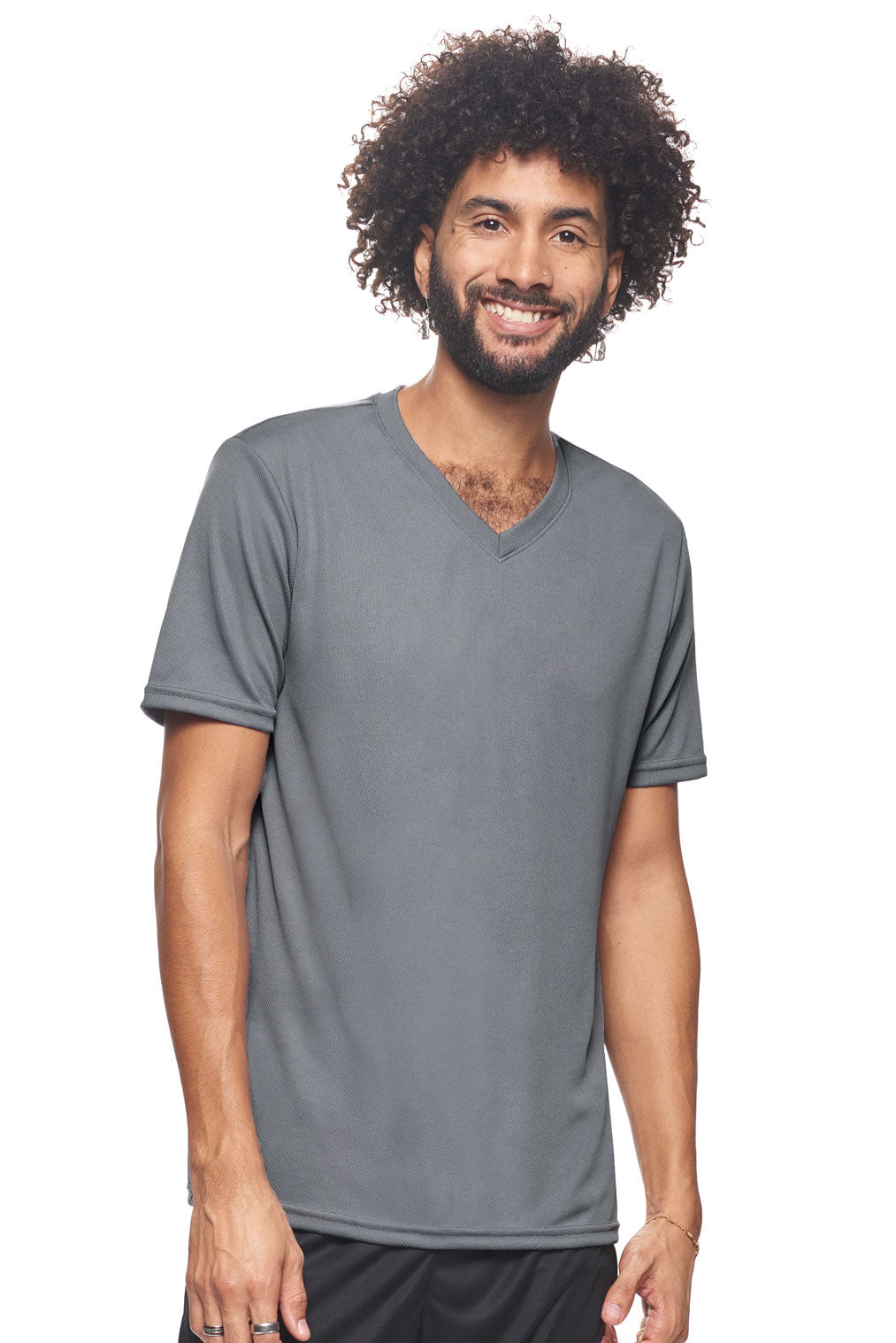 AJ802🇺🇸 Oxymesh™ V-Neck Tec Tee - Expert Brand #steel-gray