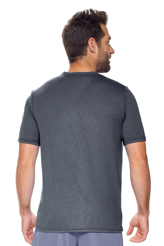 Expert Brand Wholesale Men's Unisex Performance Heather Crewneck Tee in Dark Heather Charcoal Made in USA Image 3#dark-heather-charcoal