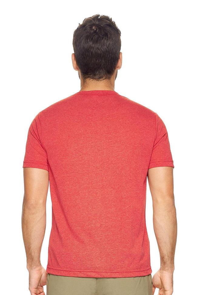 Expert Brand Wholesale Men's Unisex Performance Heather Crewneck Tee in Dark Heather Red Made in USA Image 3#dark-heather-red