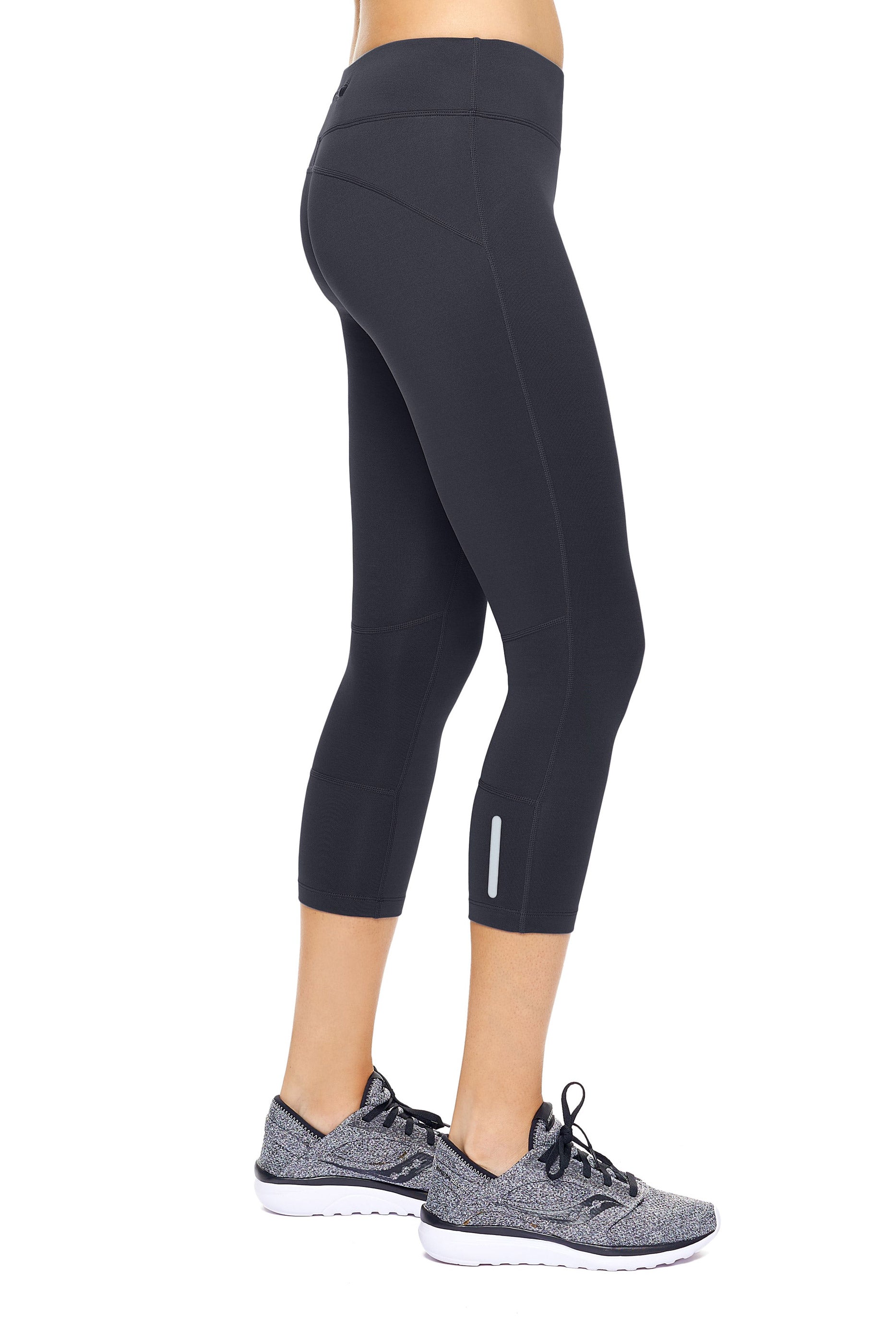 AQ1011 Mid-Rise Zipper Pocket Capri Leggings - Expert Brand #BLACK