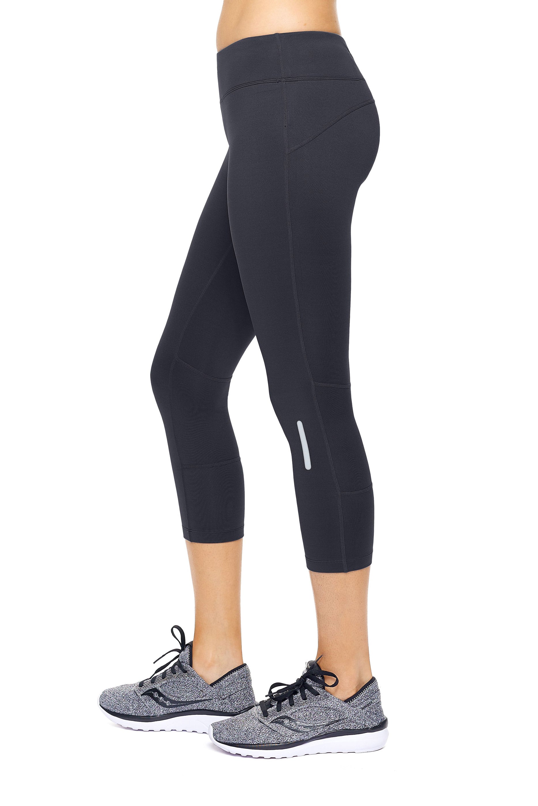AQ1011 Mid-Rise Zipper Pocket Capri Leggings - Expert Brand #BLACK