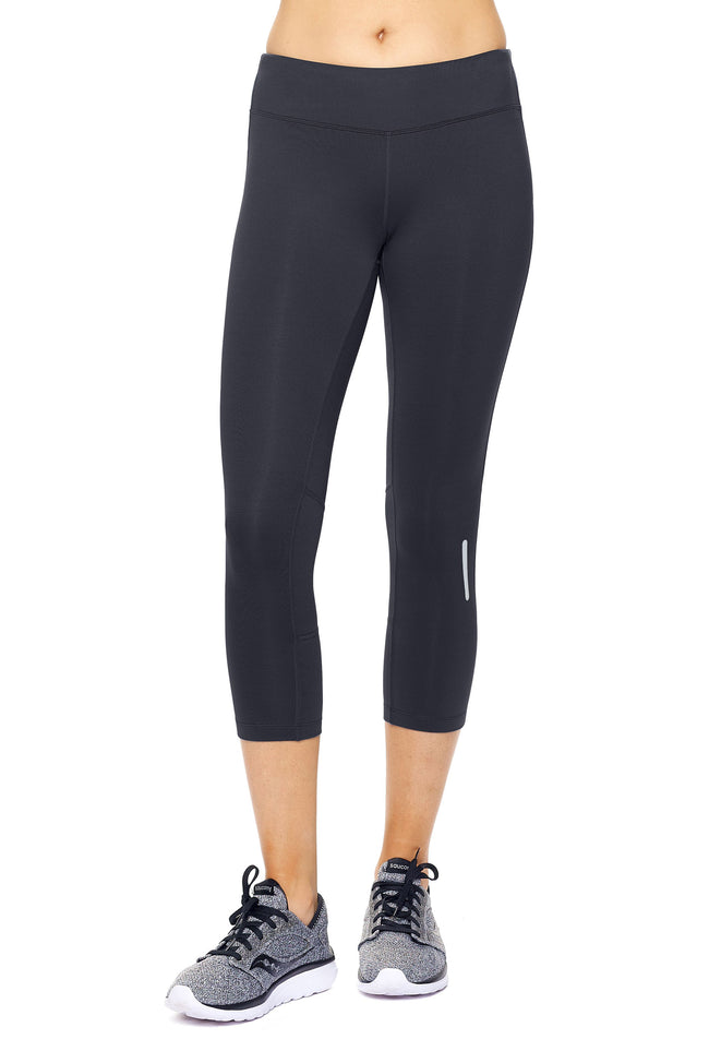 AQ1011 Mid-Rise Zipper Pocket Capri Leggings - Expert Brand #BLACK