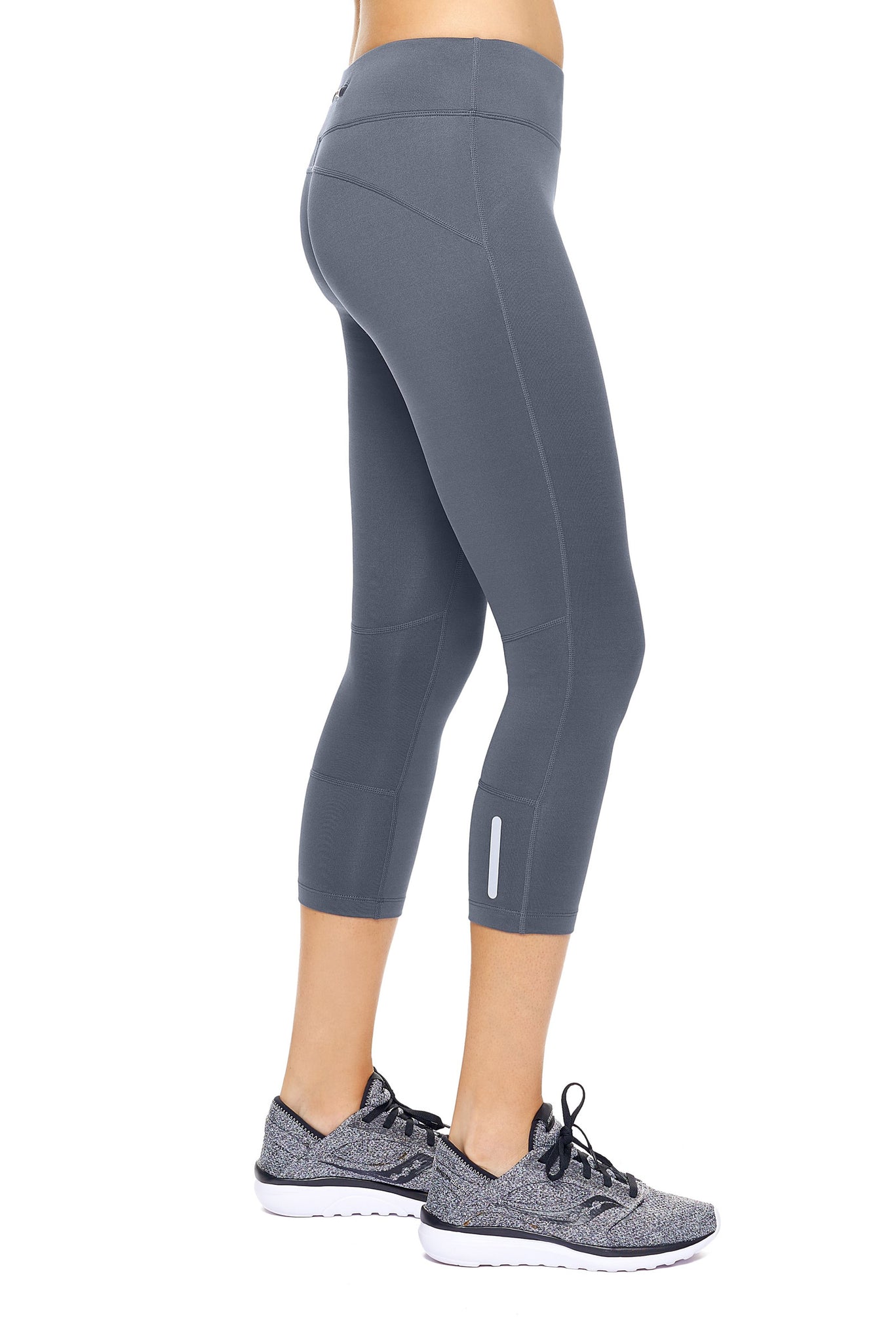 AQ1011 Mid-Rise Zipper Pocket Capri Leggings - Expert Brand #GRAPHITE