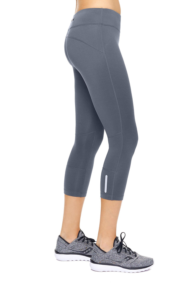 AQ1011 Mid-Rise Zipper Pocket Capri Leggings - Expert Brand #GRAPHITE