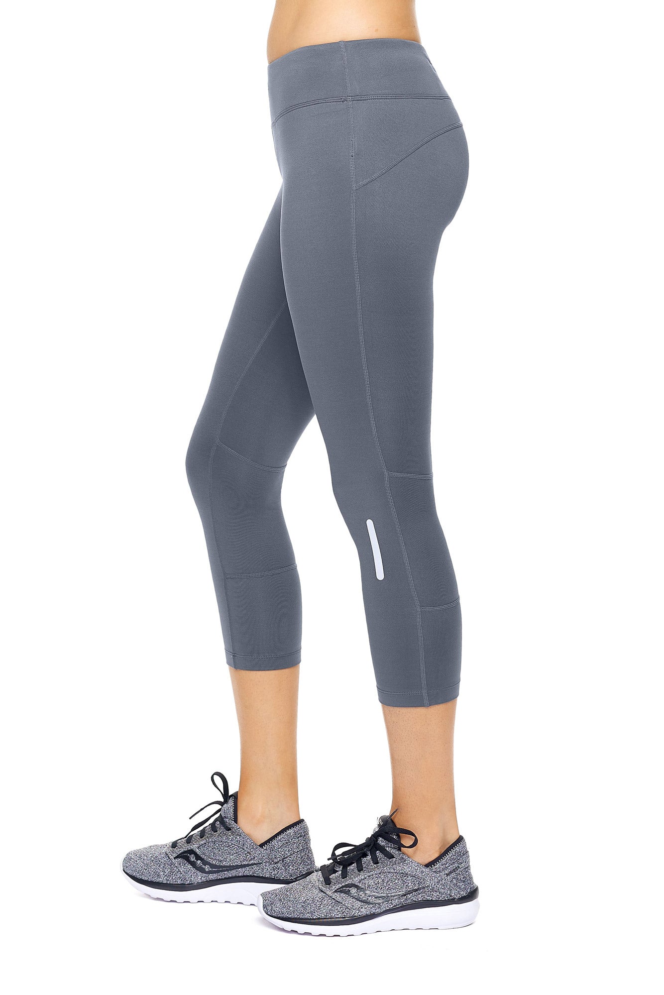 AQ1011 Mid-Rise Zipper Pocket Capri Leggings - Expert Brand #GRAPHITE