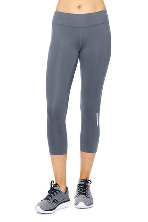 AQ1011 Mid-Rise Zipper Pocket Capri Leggings - Expert Brand #GRAPHITE