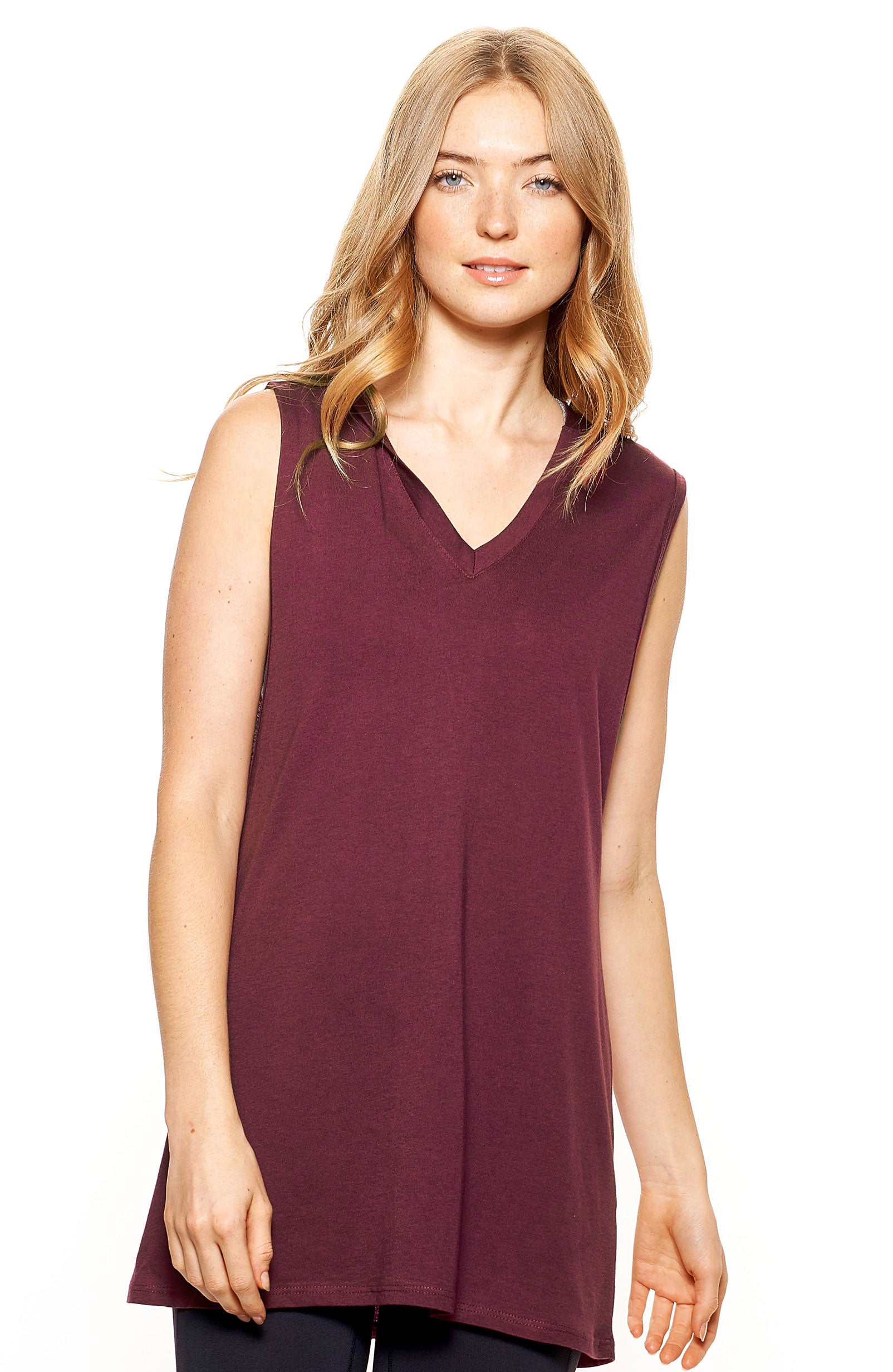 MC226 MoCA™ Women's Sleeveless Hoodie Modal Cotton Expert Brand in maroon 1 #maroon