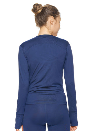 Expert Brand Wholesale Women's Airstretch Moto Jacket in Navy Image 3#navy