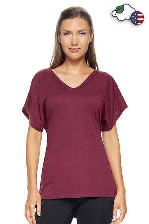 Expert Brand Wholesale Women's Cinch Back Tee Sustainable Eco Friendly Lenzing Micromodal Organic Cotton Made in USA MC212 maroon#maroon