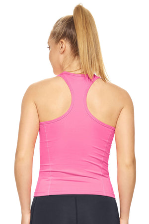 Expert Brand Wholesale Women's Cropped Racerback Tank Airstretch in Hot Pink image-3#hot-pink