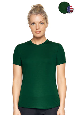 Expert Brand Wholesale Women's DriMax Crewneck Performance Tee Made in USA Forest Green#forest-green