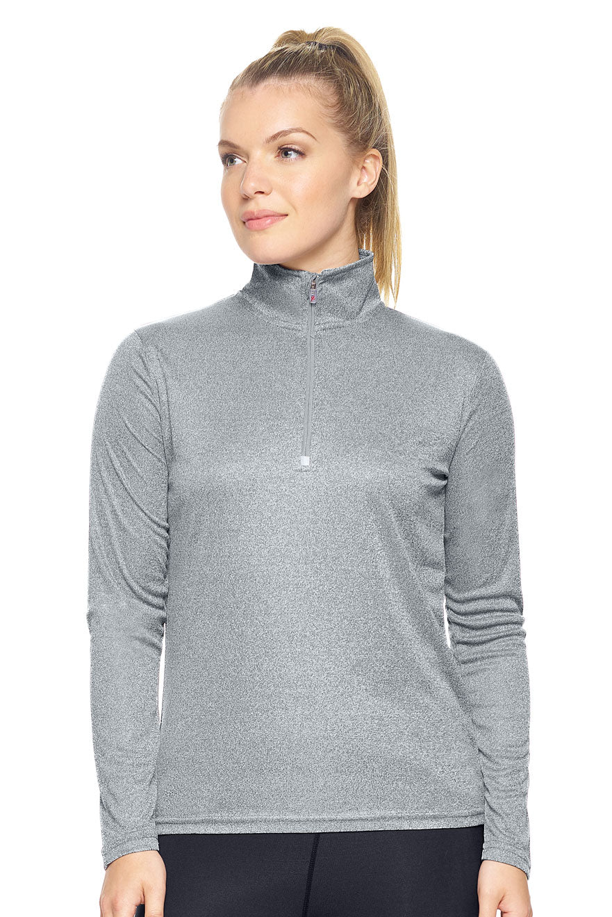 Expert Brand Wholesale Women's DriMax Quarter Zip Run Away Top AI309 Heather Charcoal#heather-charcoal