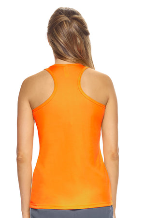 Expert Brand Wholesale Blanks Activewear Made In USA Women's DriMax™ Endurance Racerback Tank in safety orange image 3#safety-orange