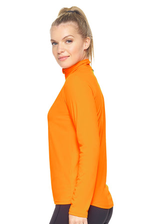 Expert Brand Wholesale Women's Blank Quarter Zip Training Top Drimax™ Performance Safety Orange image 2#safety-orange
