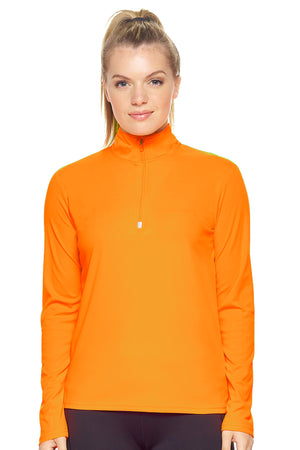 Expert Brand Wholesale Women's Blank Quarter Zip Training Top Drimax™ Performance Safety Orange#safety-orange