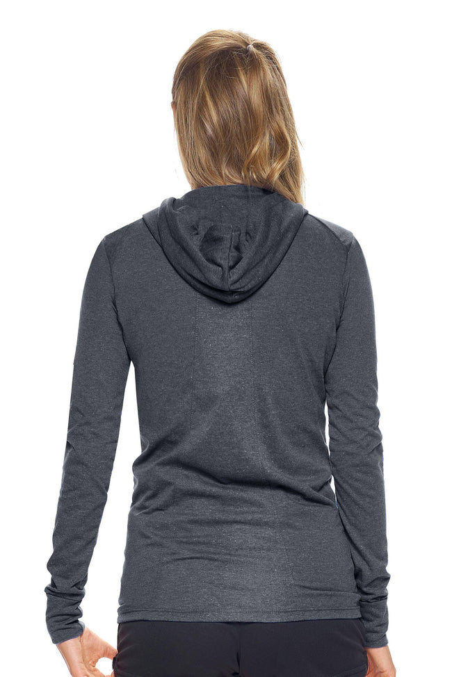 Expert Brand Wholesale Women's Hoodie Shirt Performance in Dark Heather Charcoal Image 3#dark-heather-charcoal