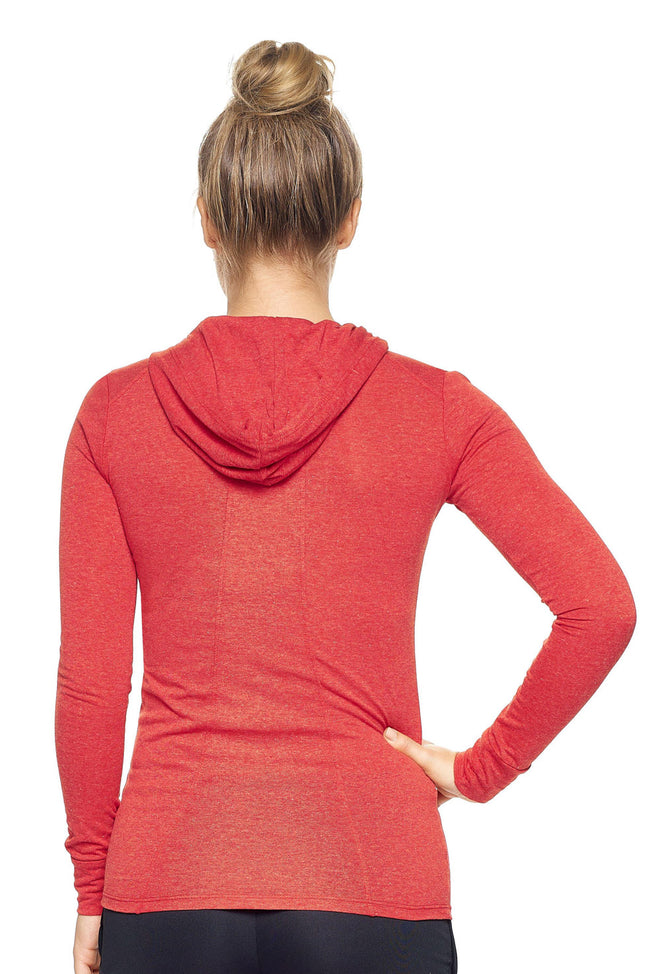 Expert Brand Wholesale Women's Hoodie Shirt Performance in Dark Heather Red Image 3#dark-heather-red