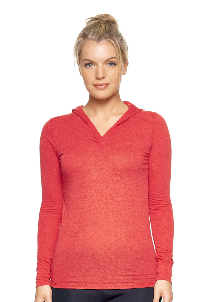 Expert Brand Wholesale Women's Hoodie Shirt Performance in Dark Heather Red#dark-heather-red