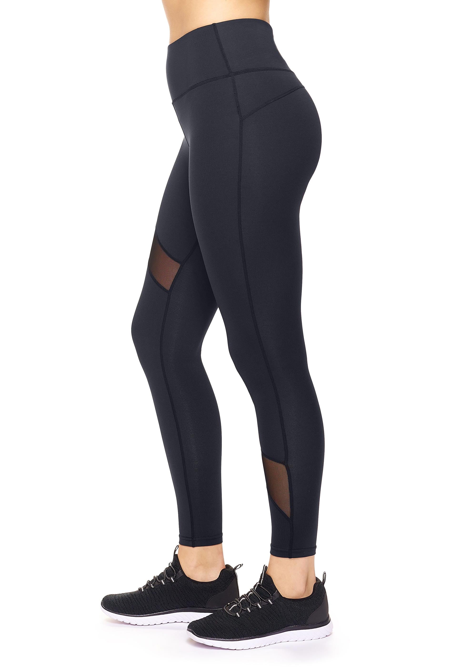 AQ1037 High-Waist Asymmetric Mesh Panel Leggings - Expert Brand#black