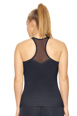 Expert Brand Wholesale Women's Mesh Panel Racerback Tank Airstretch black image 3#black