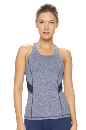 Expert Brand Wholesale Women's Mesh Panel Racerback Tank Airstretch Heather Navy#heather-navy