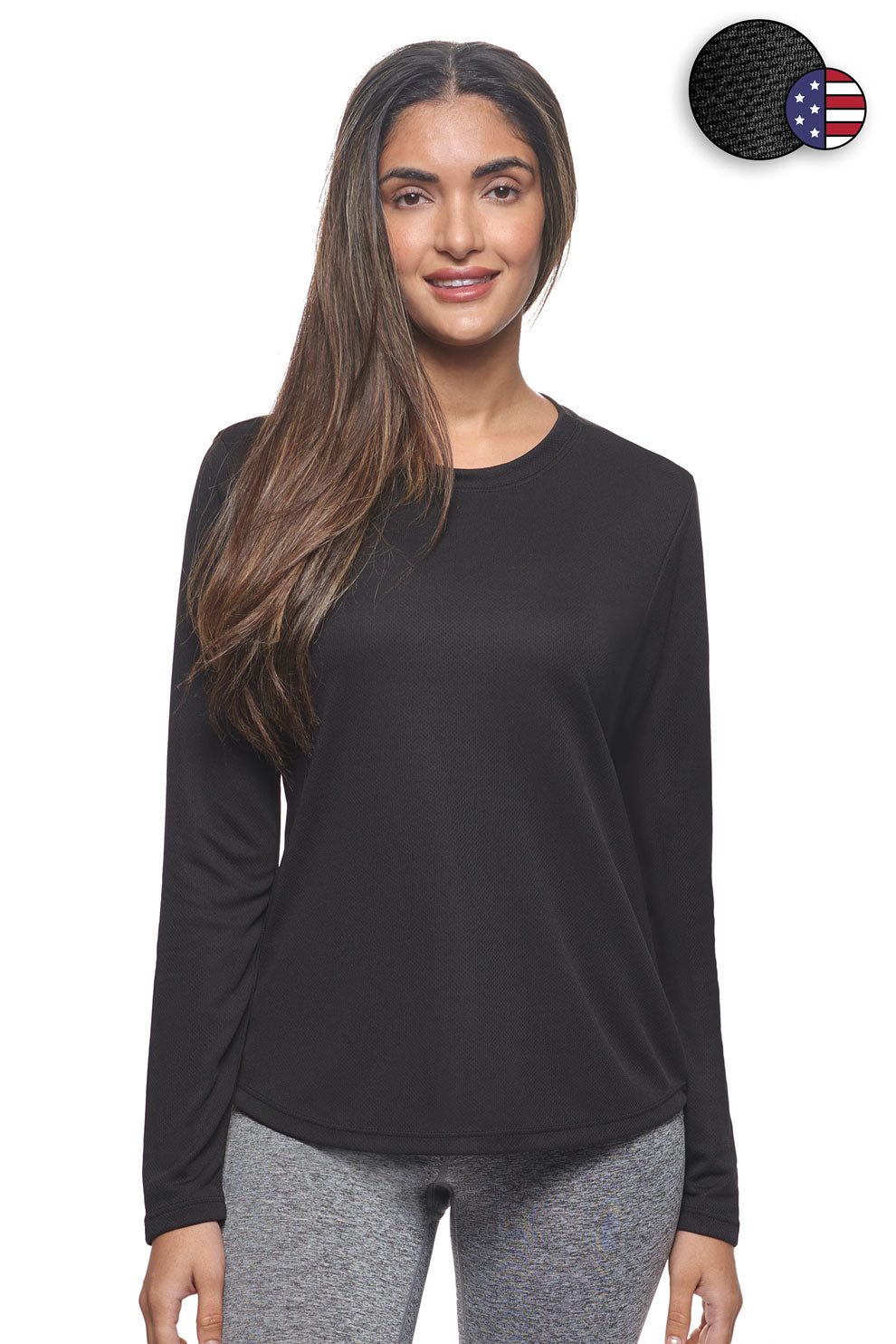 Expert Brand Wholesale Women's Oxymesh Crewneck Performance Tee Made in USA AJ301D Black#black