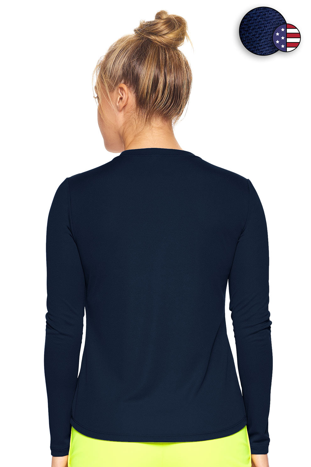 Expert Brand Wholesale Women's Oxymesh Crewneck Performance Tee Made in USA AJ301D Navy image 3#navy