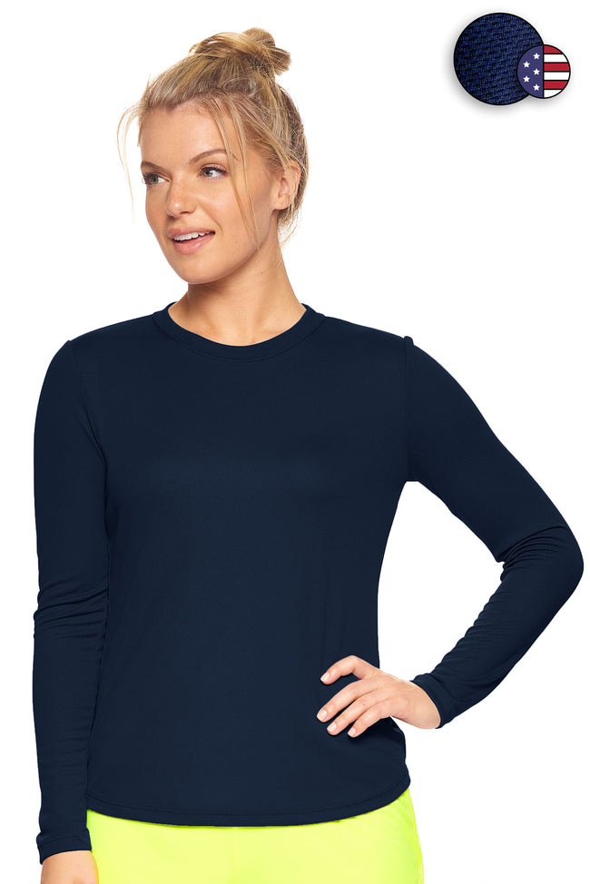 Expert Brand Wholesale Women's Oxymesh Crewneck Performance Tee Made in USA AJ301D Navy#navy
