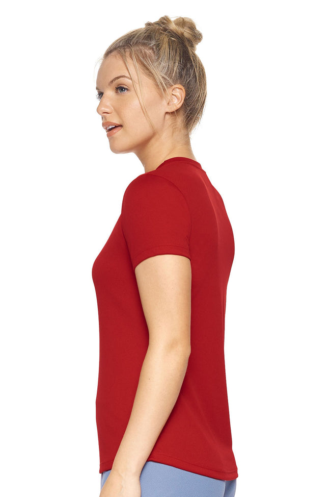 Expert Brand Wholesale Women's Oxymesh Crewneck Performance Tee Made in USA AJ201 Red Image 2#red