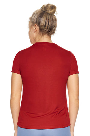 Expert Brand Wholesale Women's Oxymesh Crewneck Performance Tee Made in USA AJ201 Red Image 3#red