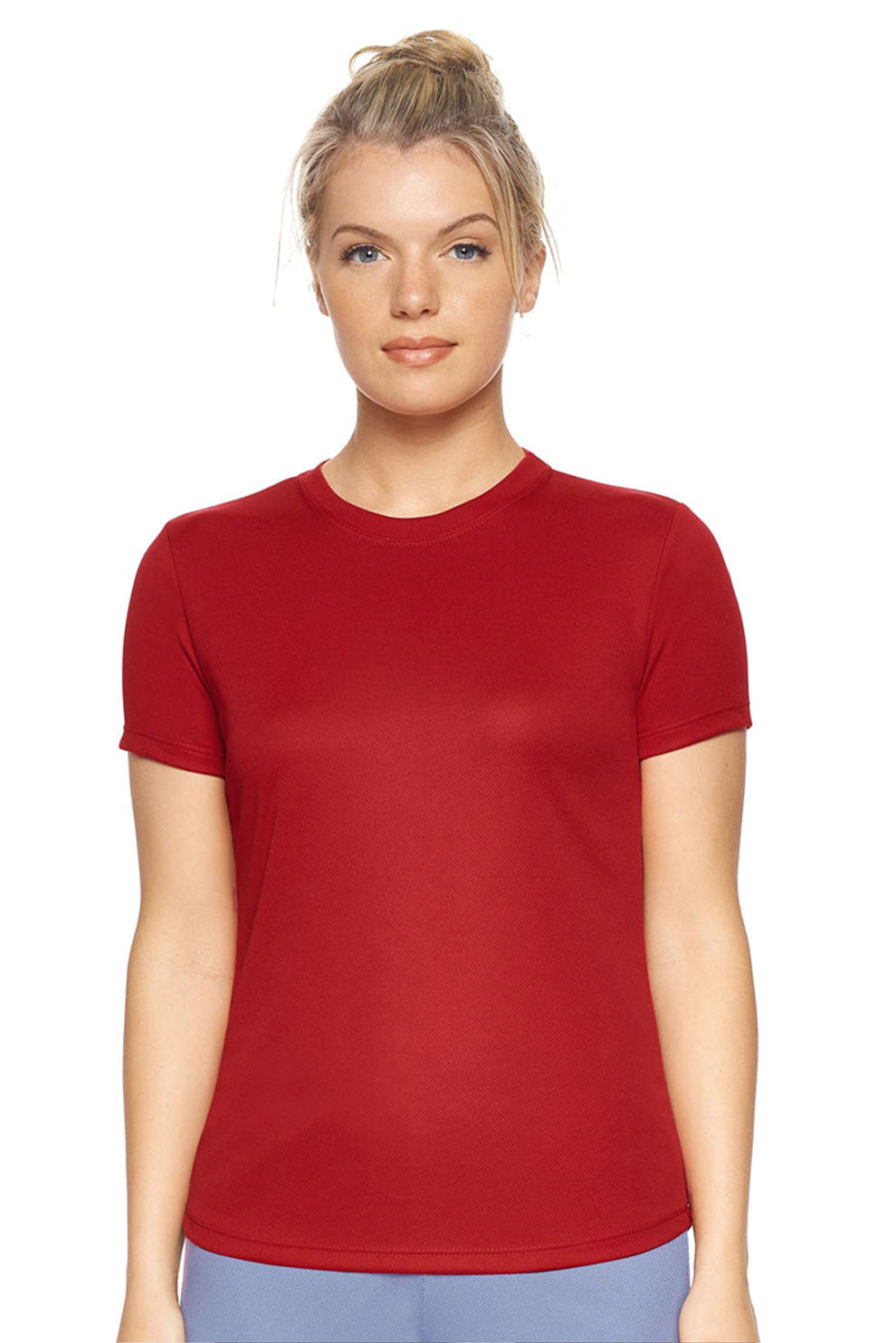 Expert Brand Wholesale Women's Oxymesh Crewneck Performance Tee Made in USA AJ201#true-red