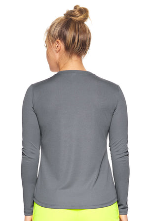 Expert Brand Wholesale Made in USA Women's Oxymesh™ Long Sleeve Tec Tee Imported in steel image 3#steel