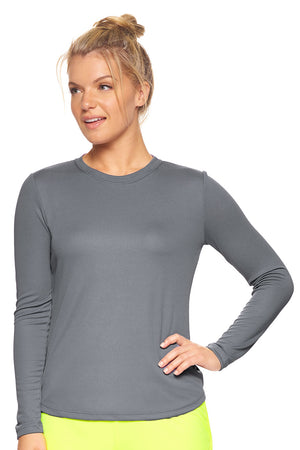 Expert Brand Wholesale Made in USA Women's Oxymesh™ Long Sleeve Tec Tee Imported in steel#steel