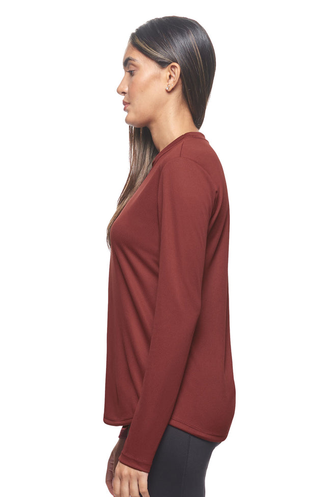 Expert Brand Wholesale Women's Oxymesh Long Sleeve Tech Tee Made in USA AJ301D Cardinal image 2#cardinal