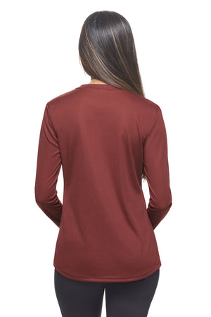 Expert Brand Wholesale Women's Oxymesh Long Sleeve Tech Tee Made in USA AJ301D Cardinal image 3#cardinal