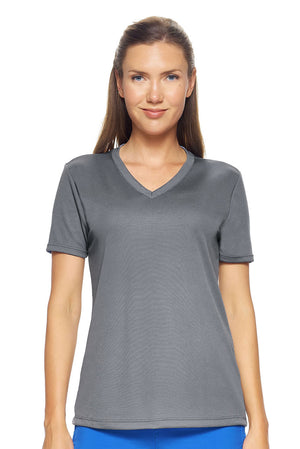 Expert Brand Women's Oxymesh™ V-Neck Tec Tee in steel#steel