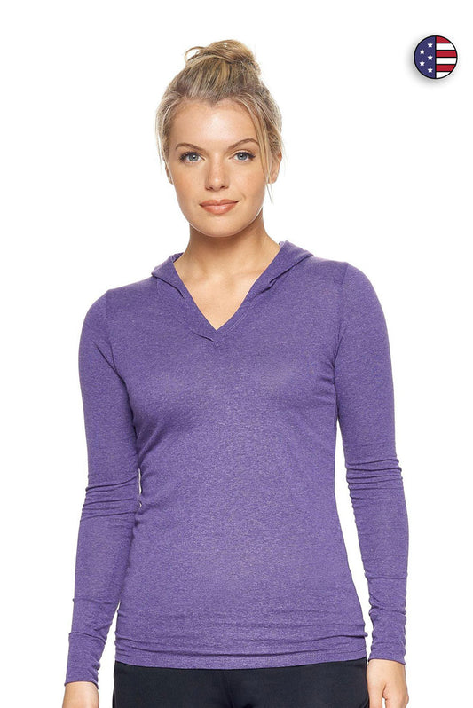 AA311 Women's Performance Heather Hoodie Shirt Made in USA Expert Brand#dark-heather-purple